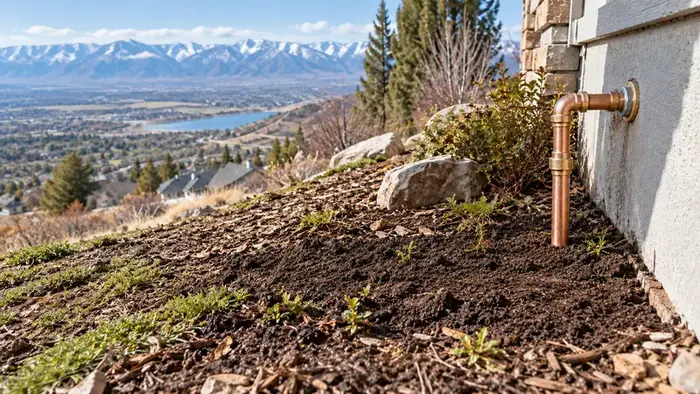 Dry repaired water service entry on the same slope