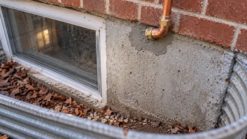 Dry sealed foundation plumbing area after repair