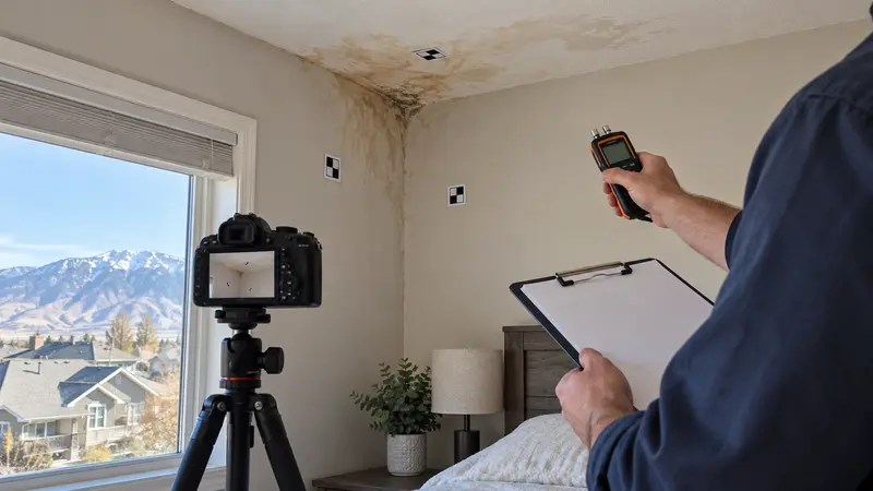 Bedroom wall damage before a second insurance leak report
