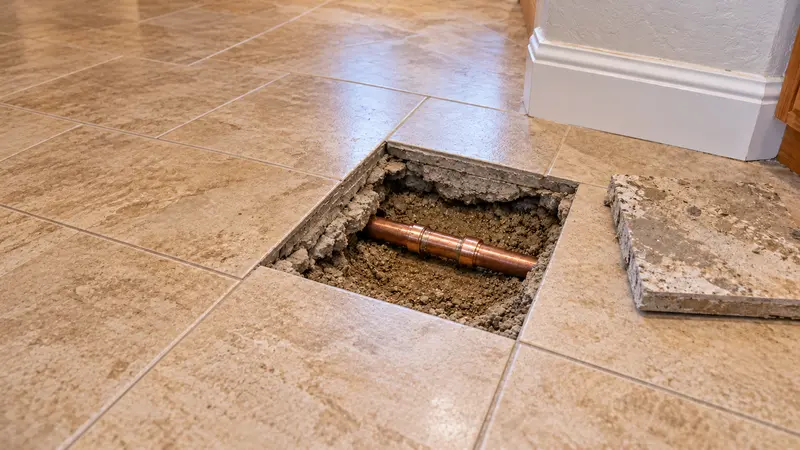Dry repaired copper line through targeted access