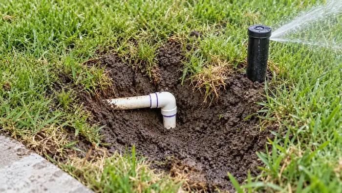 New sprinkler elbow after the second targeted repair