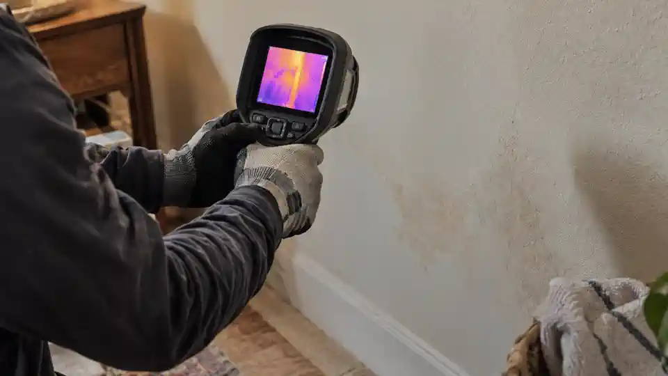 Thermal camera scan during water leak detection Spanish Fork UT job
